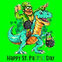 Funny Happy St. PaTREX Day Leprechaun Riding Trex Dinosaur Magnet