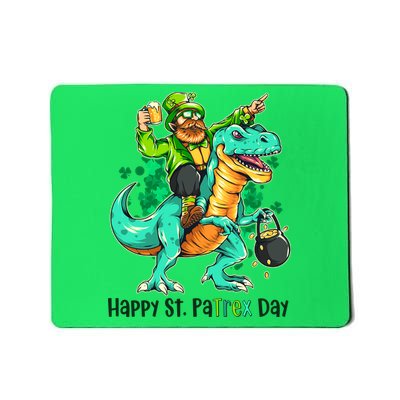 Funny Happy St. PaTREX Day Leprechaun Riding Trex Dinosaur Mousepad