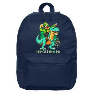 Funny Happy St. PaTREX Day Leprechaun Riding Trex Dinosaur 16 in Basic Backpack