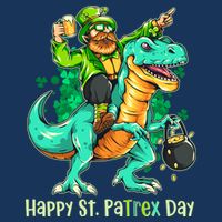 Funny Happy St. PaTREX Day Leprechaun Riding Trex Dinosaur Infant Baby Jersey Bodysuit