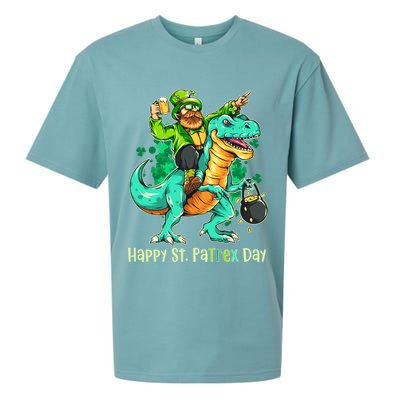 Funny Happy St. PaTREX Day Leprechaun Riding Trex Dinosaur Sueded Cloud Jersey T-Shirt