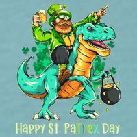 Funny Happy St. PaTREX Day Leprechaun Riding Trex Dinosaur Sueded Cloud Jersey T-Shirt