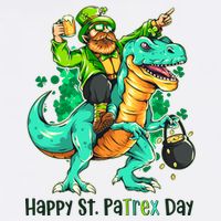 Funny Happy St. PaTREX Day Leprechaun Riding Trex Dinosaur Garment-Dyed Sweatshirt