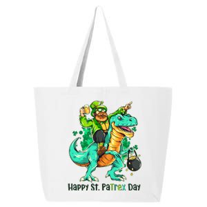 Funny Happy St. PaTREX Day Leprechaun Riding Trex Dinosaur 25L Jumbo Tote