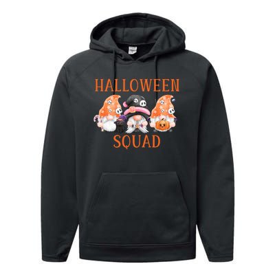 Funny Halloween Squad Funny Halloween Gnomes Gnomes Halloween Spooky Season Performance Fleece Hoodie