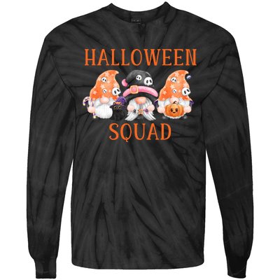 Funny Halloween Squad Funny Halloween Gnomes Gnomes Halloween Spooky Season Tie-Dye Long Sleeve Shirt