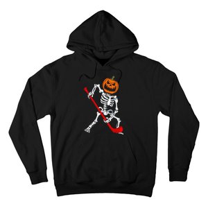 Funny Halloween Skeleton Ice Hockey Pumpkin Hockey Sport Gift Hoodie