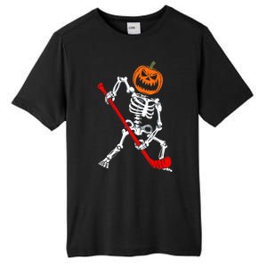 Funny Halloween Skeleton Ice Hockey Pumpkin Hockey Sport Gift Tall Fusion ChromaSoft Performance T-Shirt