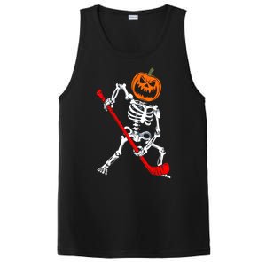 Funny Halloween Skeleton Ice Hockey Pumpkin Hockey Sport Gift PosiCharge Competitor Tank