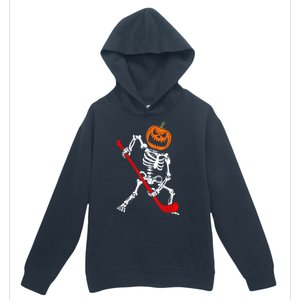 Funny Halloween Skeleton Ice Hockey Pumpkin Hockey Sport Gift Urban Pullover Hoodie