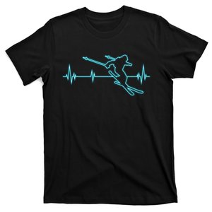 Funny Heartbeat Ski Skiing Loves Gift For Skier T-Shirt