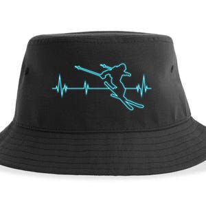 Funny Heartbeat Ski Skiing Loves Gift For Skier Sustainable Bucket Hat