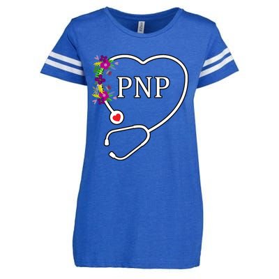 Floral Heart Stethoscope Pnp Pediatric Nurse Practitioner Gift Enza Ladies Jersey Football T-Shirt