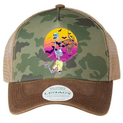Funny Halloween Skeleton Basketball Player Dunking Skull Legacy Tie Dye Trucker Hat