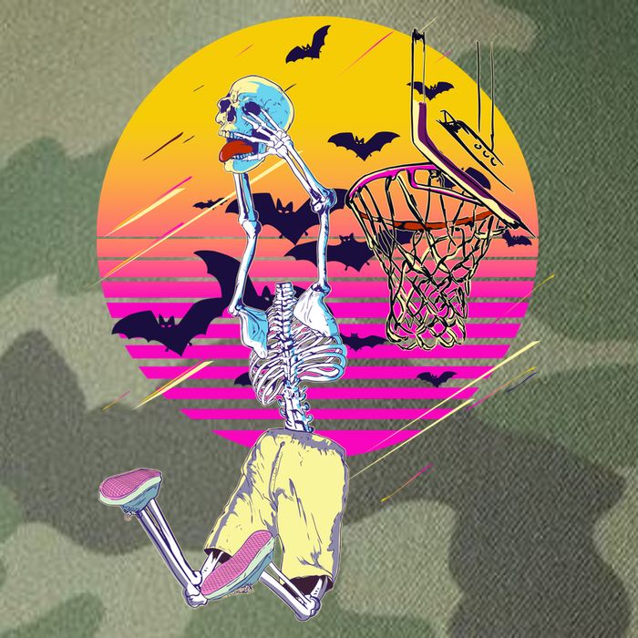Funny Halloween Skeleton Basketball Player Dunking Skull Legacy Tie Dye Trucker Hat