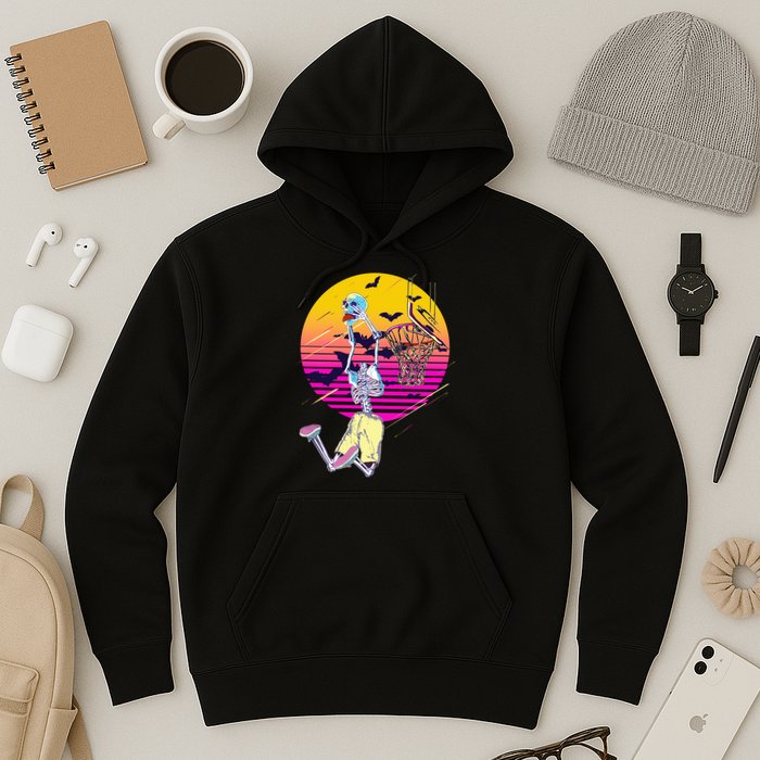 Funny Halloween Skeleton Basketball Player Dunking Skull Hoodie