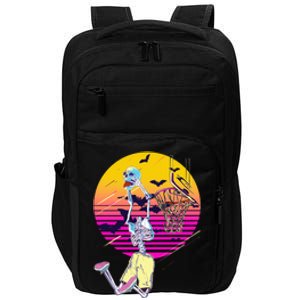 Funny Halloween Skeleton Basketball Player Dunking Skull Impact Tech Backpack