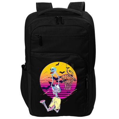 Funny Halloween Skeleton Basketball Player Dunking Skull Impact Tech Backpack