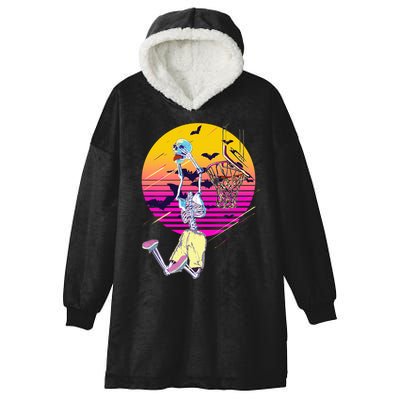 Funny Halloween Skeleton Basketball Player Dunking Skull Hooded Wearable Blanket
