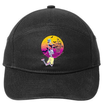 Funny Halloween Skeleton Basketball Player Dunking Skull 7-Panel Snapback Hat