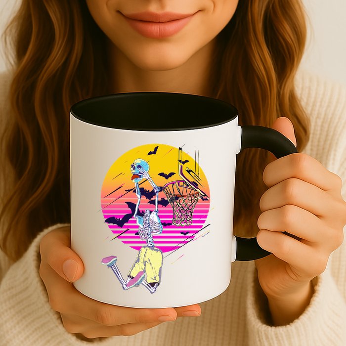 Funny Halloween Skeleton Basketball Player Dunking Skull Mug