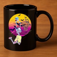 Funny Halloween Skeleton Basketball Player Dunking Skull 11oz C Handle Ceramic Mug