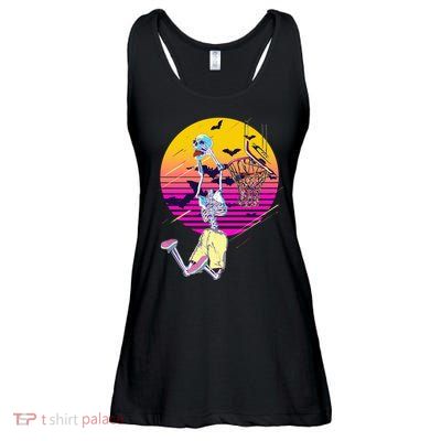Funny Halloween Skeleton Basketball Player Dunking Skull Ladies Essential Flowy Tank