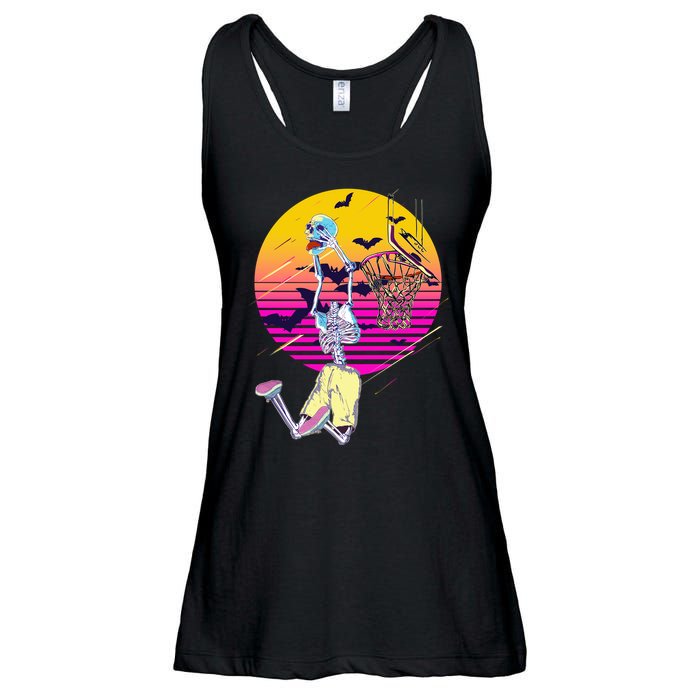 Funny Halloween Skeleton Basketball Player Dunking Skull Ladies Essential Flowy Tank