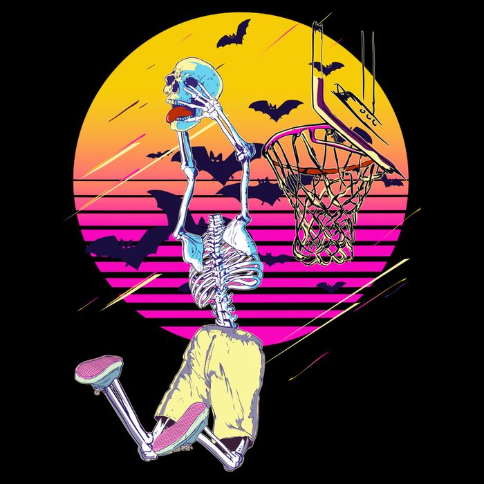 Funny Halloween Skeleton Basketball Player Dunking Skull Ladies Essential Flowy Tank