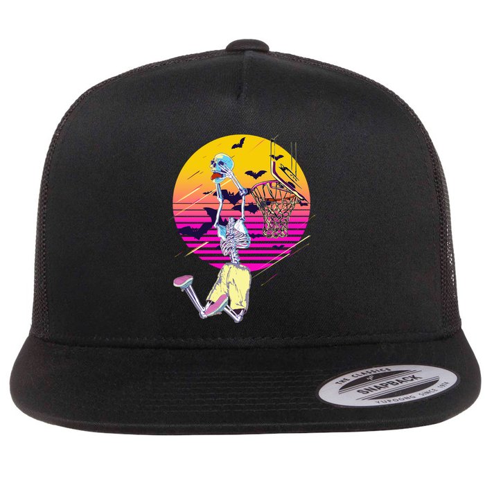 Funny Halloween Skeleton Basketball Player Dunking Skull Flatbill Hat