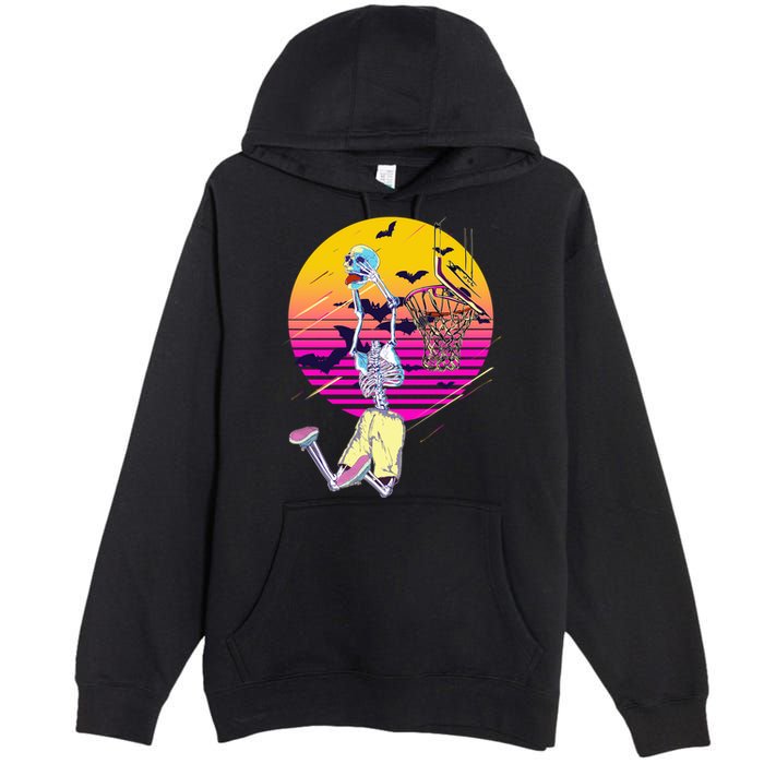 Funny Halloween Skeleton Basketball Player Dunking Skull Premium Pullover Hoodie