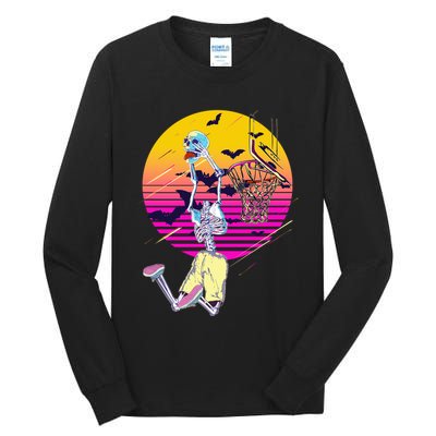 Funny Halloween Skeleton Basketball Player Dunking Skull Tall Long Sleeve T-Shirt