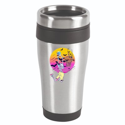 Funny Halloween Skeleton Basketball Player Dunking Skull 16oz Travel Tumbler