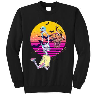 Funny Halloween Skeleton Basketball Player Dunking Skull Tall Sweatshirt