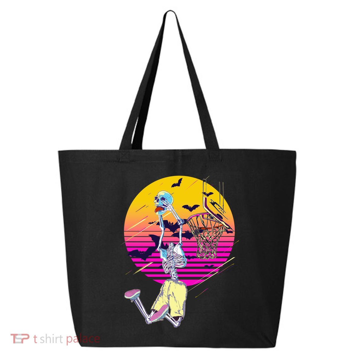 Funny Halloween Skeleton Basketball Player Dunking Skull 25L Jumbo Tote