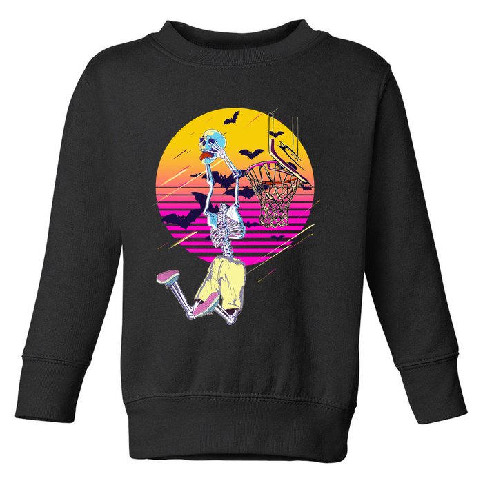 Funny Halloween Skeleton Basketball Player Dunking Skull Toddler Sweatshirt