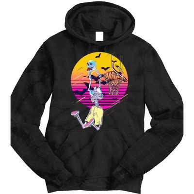Funny Halloween Skeleton Basketball Player Dunking Skull Tie Dye Hoodie