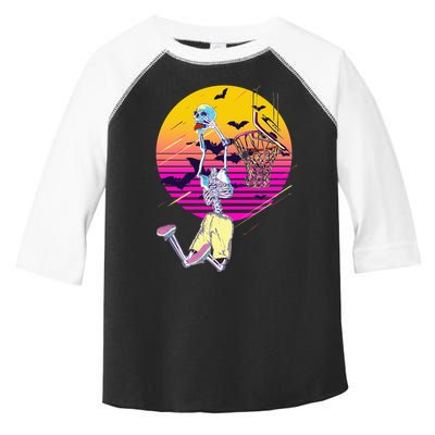 Funny Halloween Skeleton Basketball Player Dunking Skull Toddler Fine Jersey T-Shirt