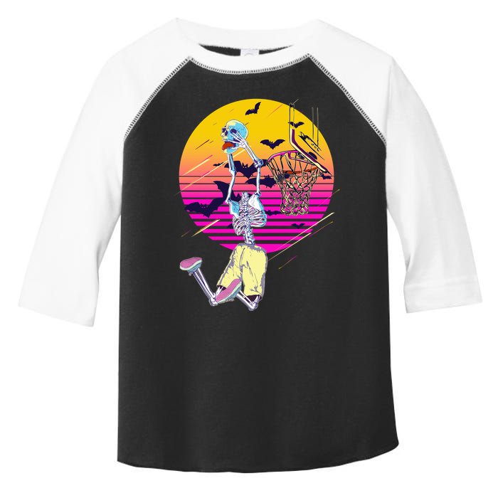 Funny Halloween Skeleton Basketball Player Dunking Skull Toddler Fine Jersey T-Shirt