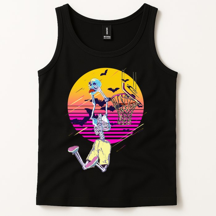 Funny Halloween Skeleton Basketball Player Dunking Skull Tank Top