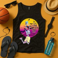 Funny Halloween Skeleton Basketball Player Dunking Skull Tank Top