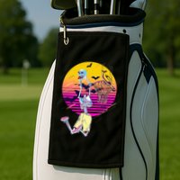 Funny Halloween Skeleton Basketball Player Dunking Skull Golf Towel