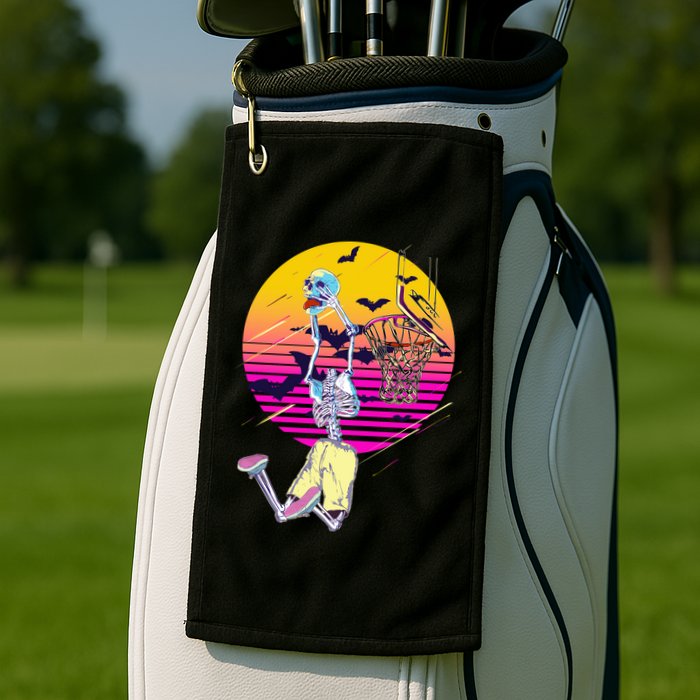 Funny Halloween Skeleton Basketball Player Dunking Skull Golf Towel