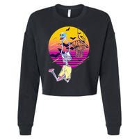 Funny Halloween Skeleton Basketball Player Dunking Skull Cropped Pullover Crew
