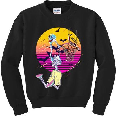 Funny Halloween Skeleton Basketball Player Dunking Skull Kids Sweatshirt