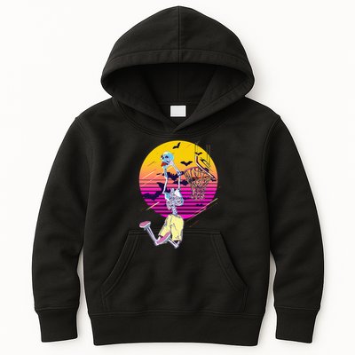 Funny Halloween Skeleton Basketball Player Dunking Skull Kids Hoodie