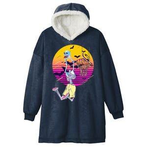 Funny Halloween Skeleton Basketball Player Dunking Skull Hooded Wearable Blanket