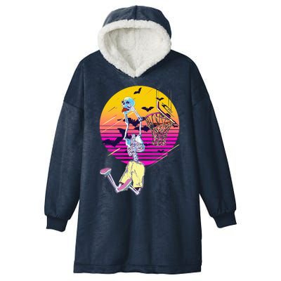 Funny Halloween Skeleton Basketball Player Dunking Skull Hooded Wearable Blanket