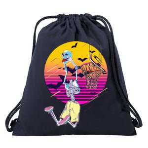 Funny Halloween Skeleton Basketball Player Dunking Skull Drawstring Bag