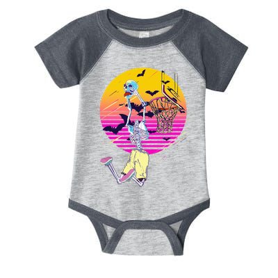 Funny Halloween Skeleton Basketball Player Dunking Skull Infant Baby Jersey Bodysuit